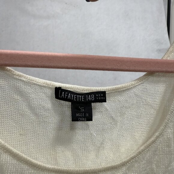 Lafayette 148 New York Tank Top Womens Small White 100% Linen Knit Sleeveless - Picture 2 of 8